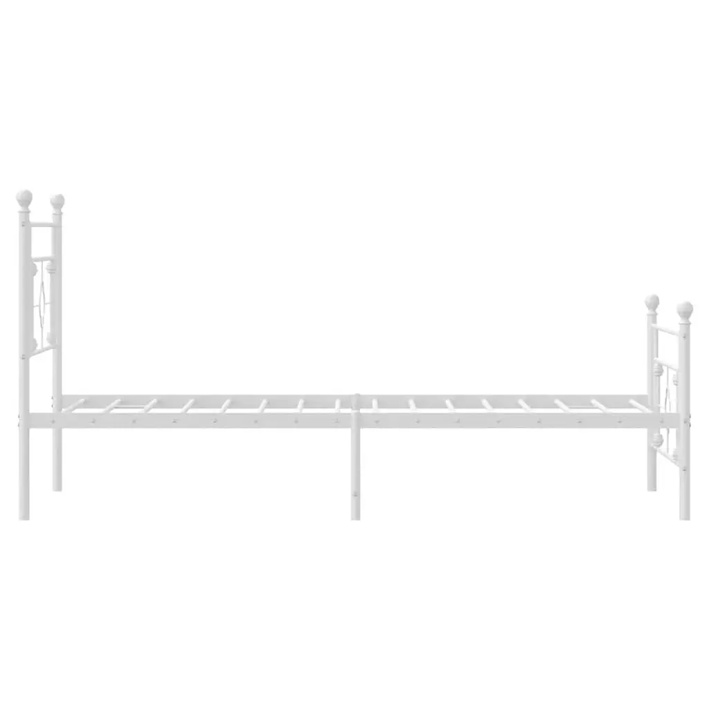 Metal Bed Frame King Single 107x203 cm White Footboard Storage Bedroom Furniture