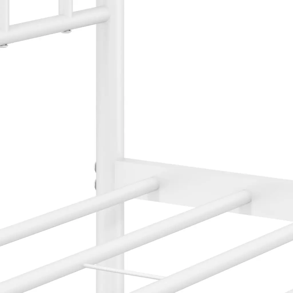 Metal Bed Frame King Single 107x203 cm White Footboard Storage Bedroom Furniture