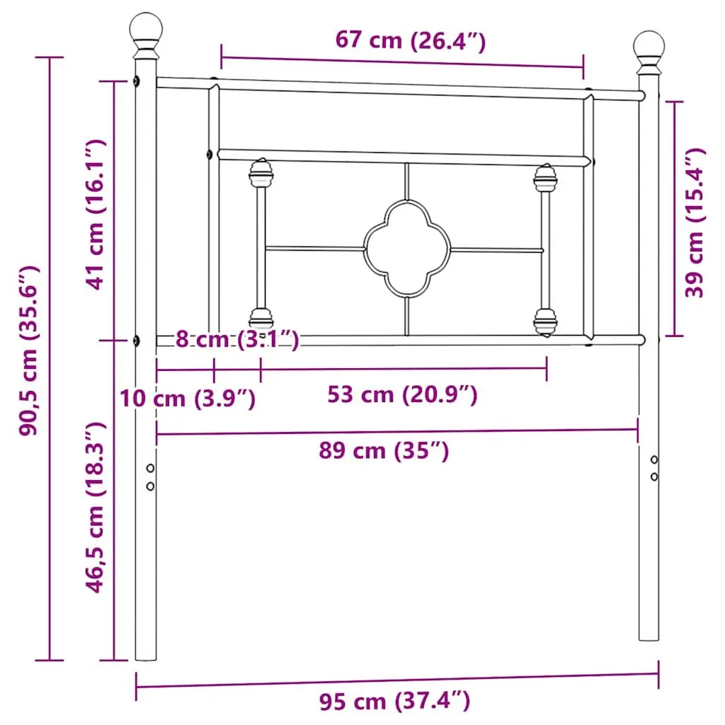 White Metal Headboard for 90cm Bed Frames