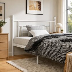 Warm and Reliable White Metal Headboard for Comfort
