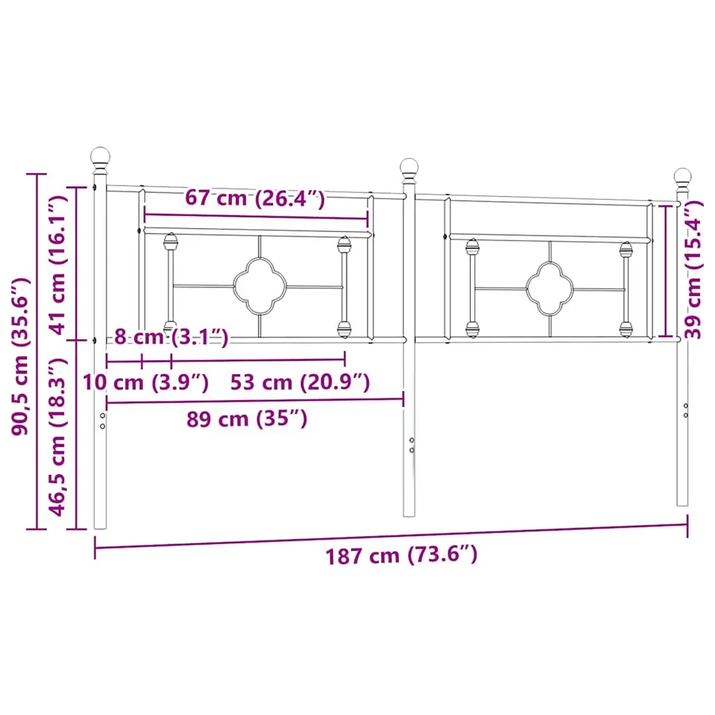 Metal Headboard White 180cm Bed Header Bedroom Furniture