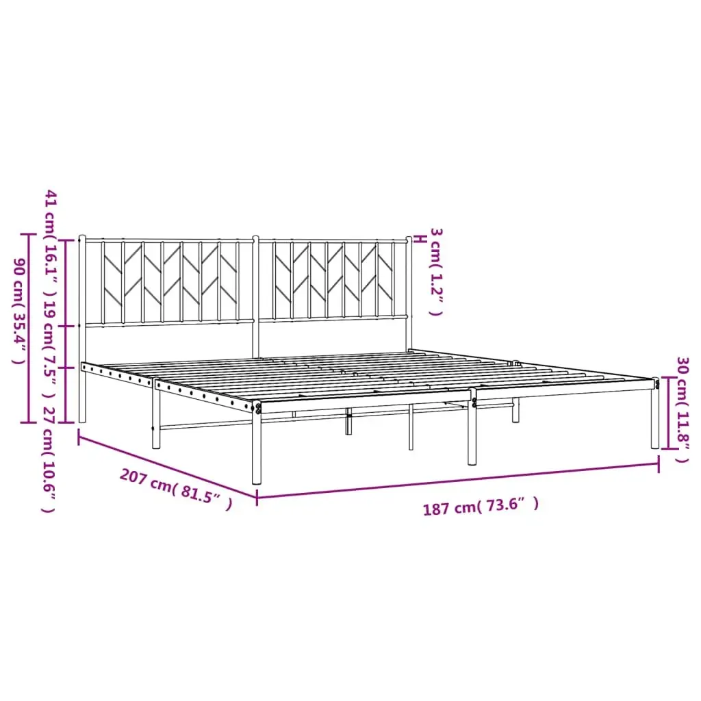 King Size Metal Bed Frame 183x203cm Black