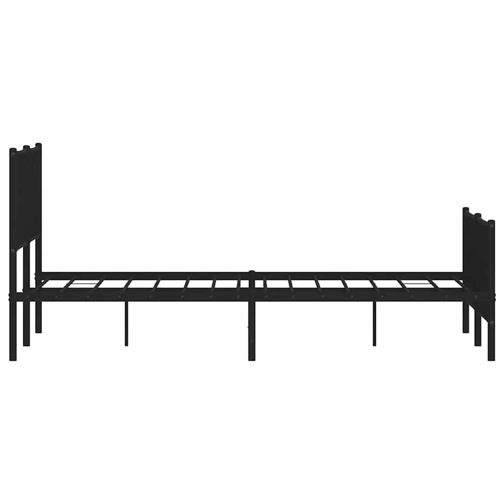 Metal Bed Frame 150x200 cm Black Footboard Bedroom Furniture Steel Slats Support