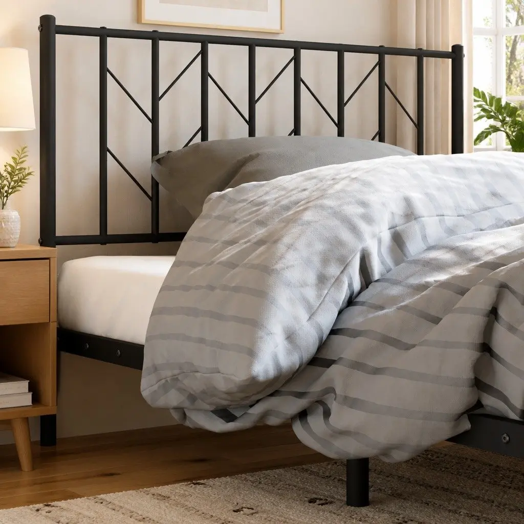 Metal Headboard Black 107 cm Bedroom Bed Head Board