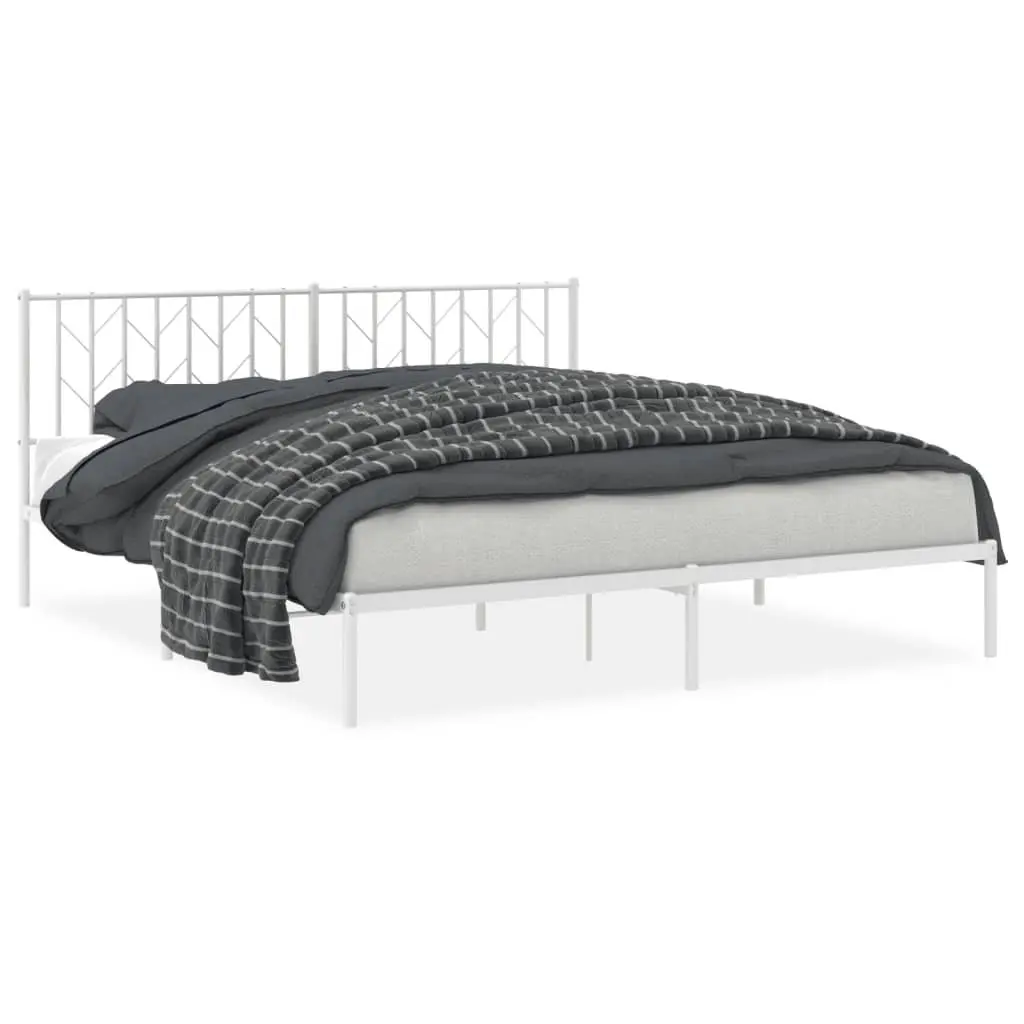 White King Metal Bed Frame with Headboard