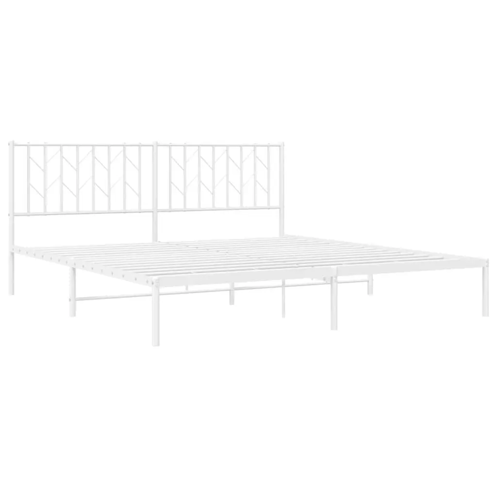 White King Metal Bed Frame with Headboard