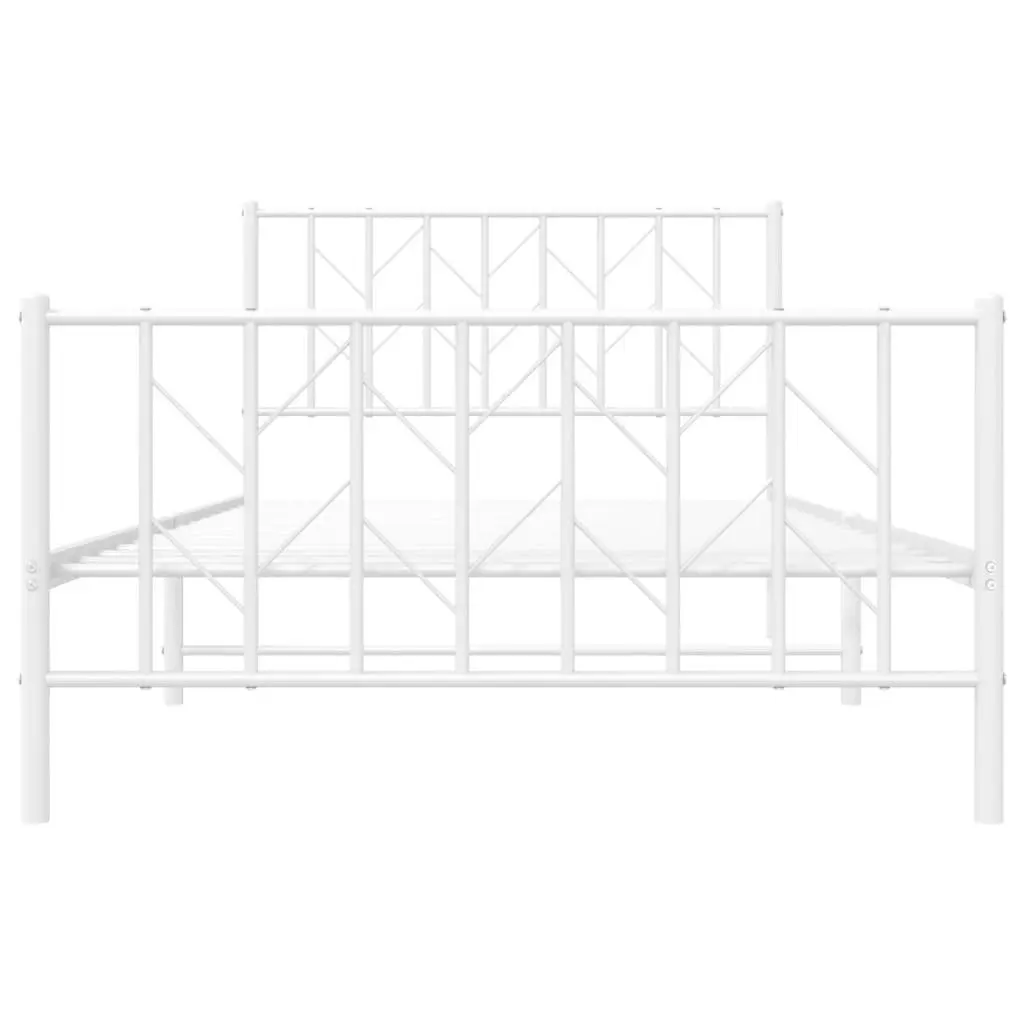 Metal Bed Frame King Single 107x203cm with Footboard Slatted Base White