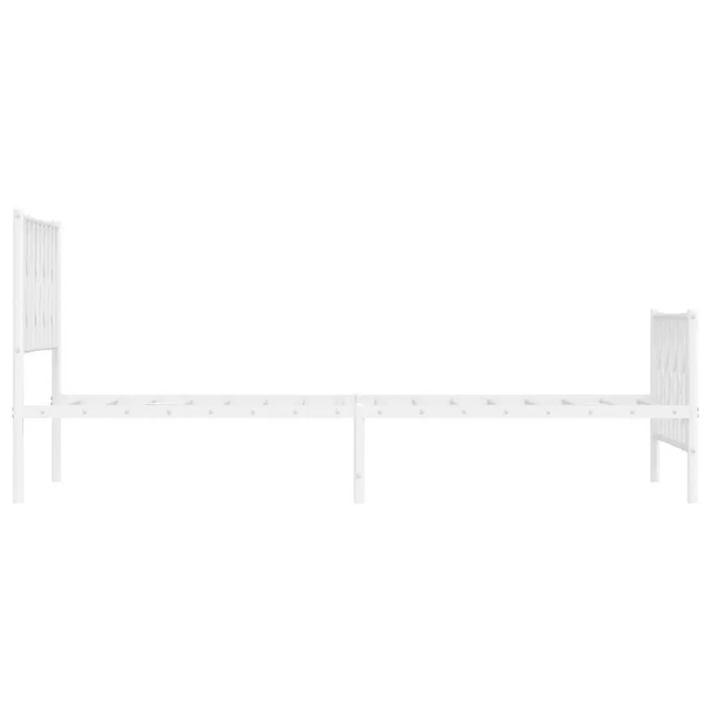 Metal Bed Frame King Single 107x203cm with Footboard Slatted Base White