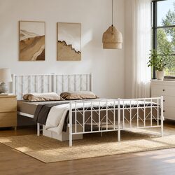 Comfortable and Reliable White Metal Bed Frame 150x200 cm
