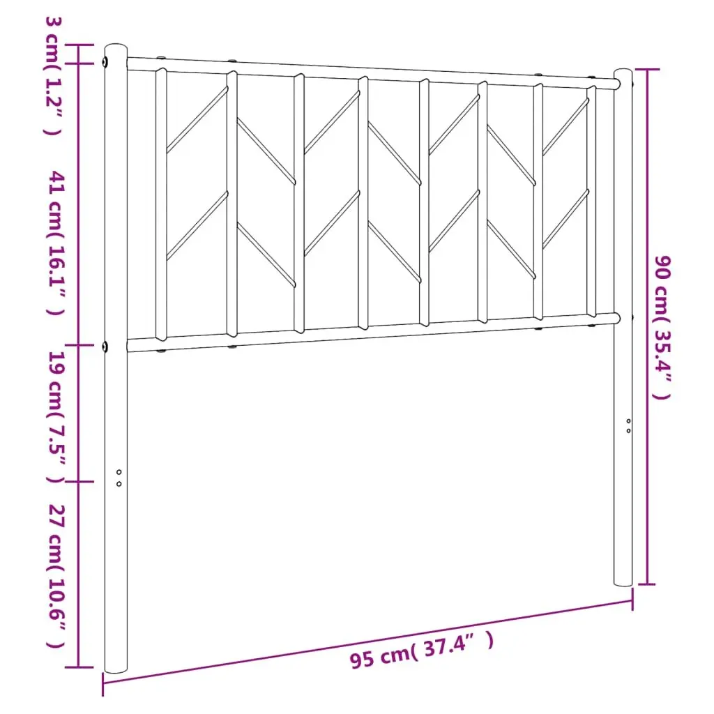 Metal Headboard White 90cm Bed Frame Header Steel Bedroom Furniture Replacement