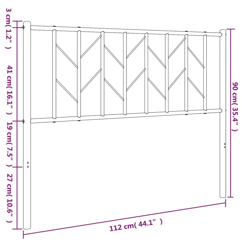 Metal Headboard Bed Frame Support 107cm White