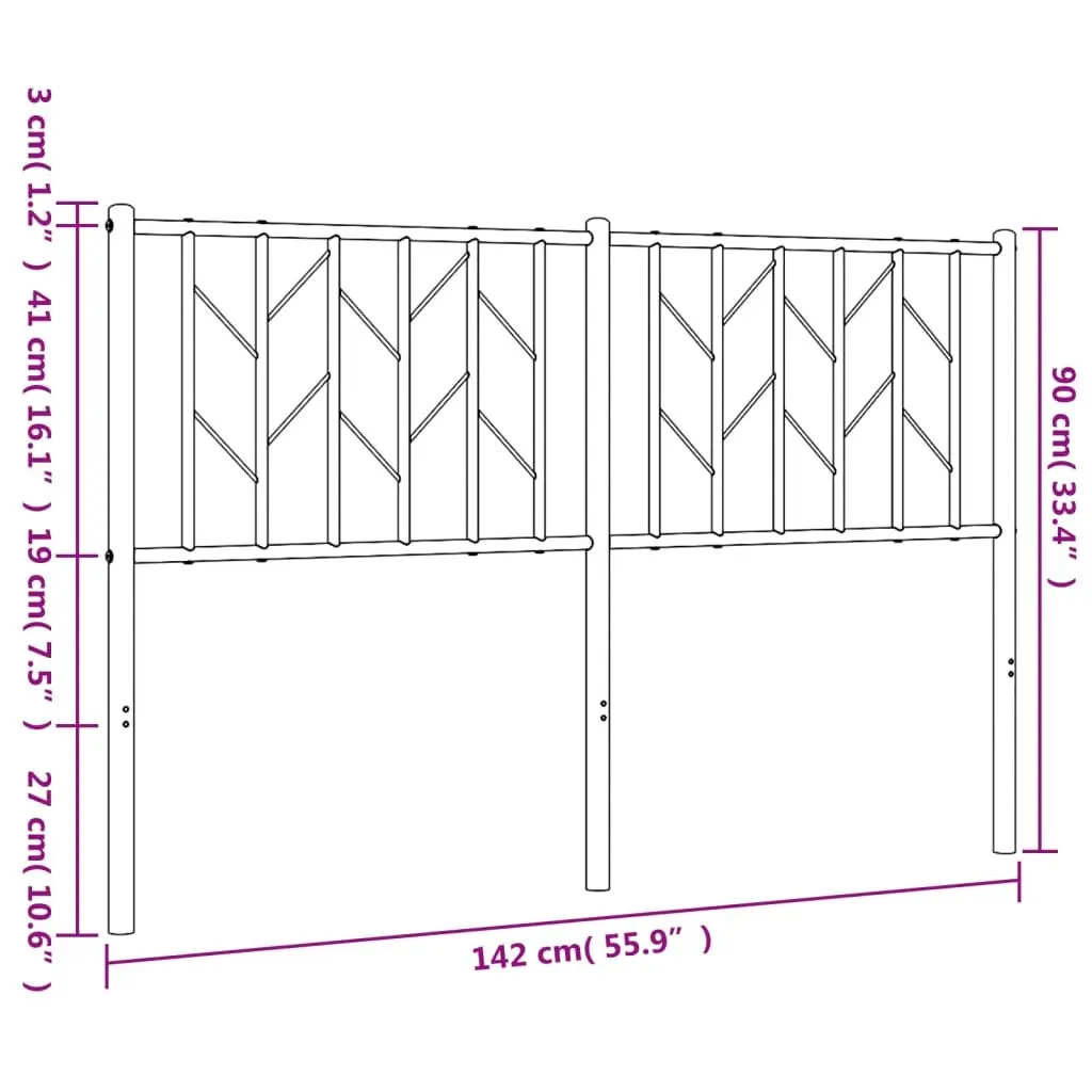 Metal Headboard White 135cm Bed Header Steel Frame