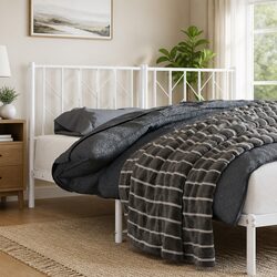 Warm White Metal Headboard - 150cm Durable Design
