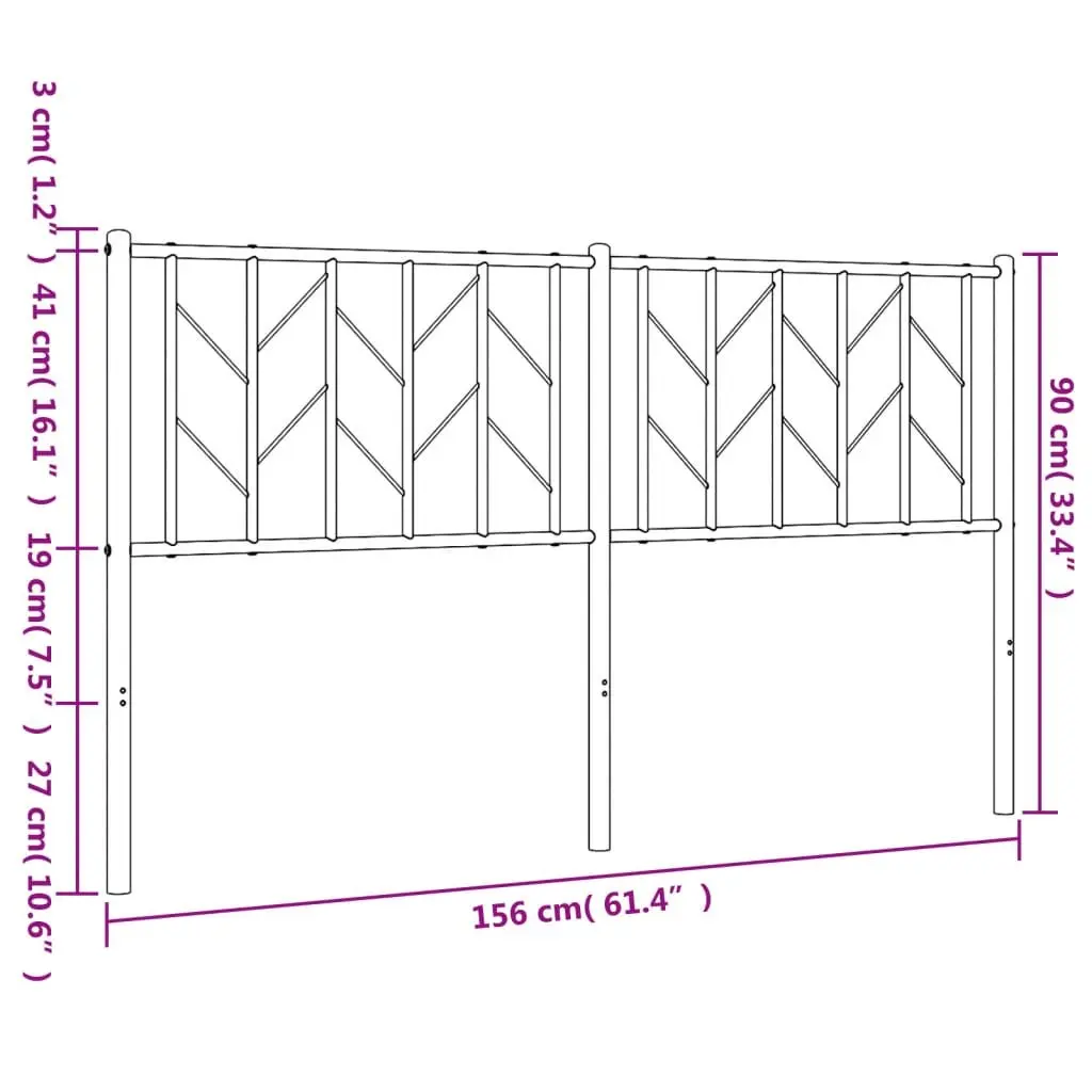 Steel Frame White Headboard 150cm Metal Bed Header Bedroom Furniture