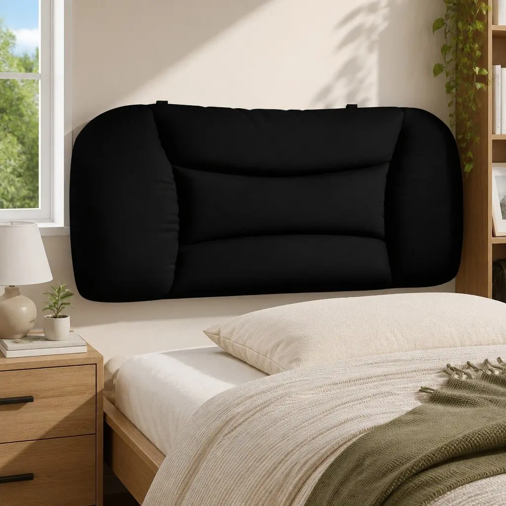 Headboard Cushion Back Support 90 cm Black Fabric Wall Mounted