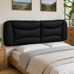 Comfortable Black Faux Leather Headboard Cushion 180cm