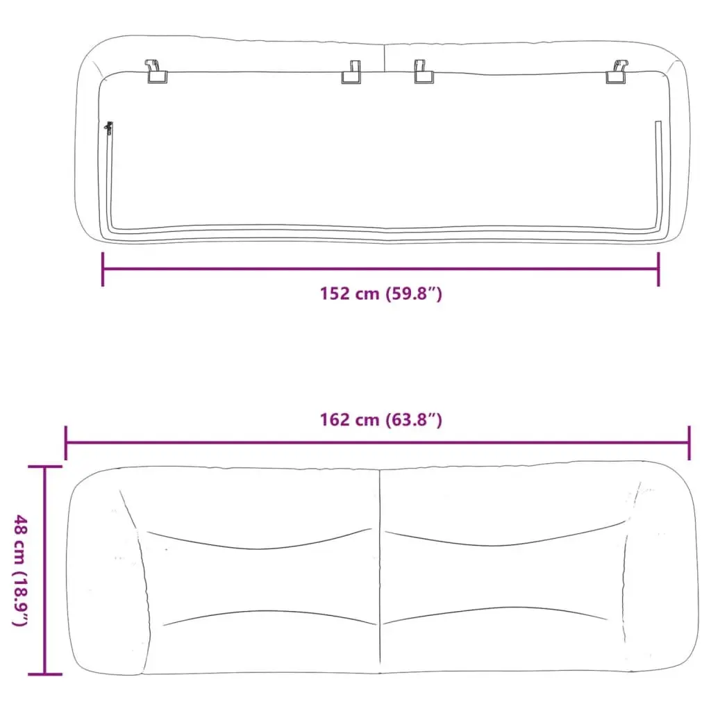 Headboard Cushion Queen Bed Upholstered Pillow Wall Mount Dark Grey 152cm