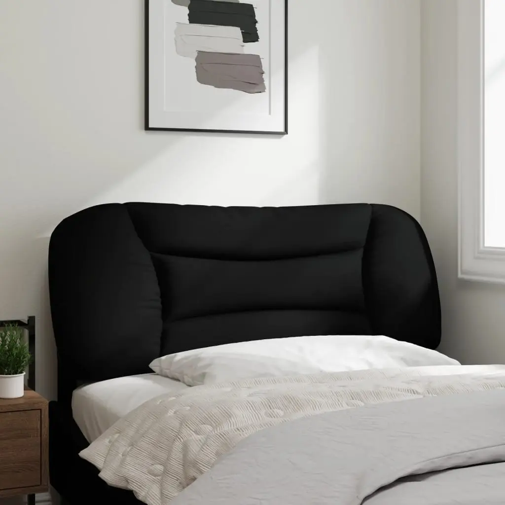 Headboard Cushion King Single Upholstered Bed Pillow Wavy Design Black Fabric