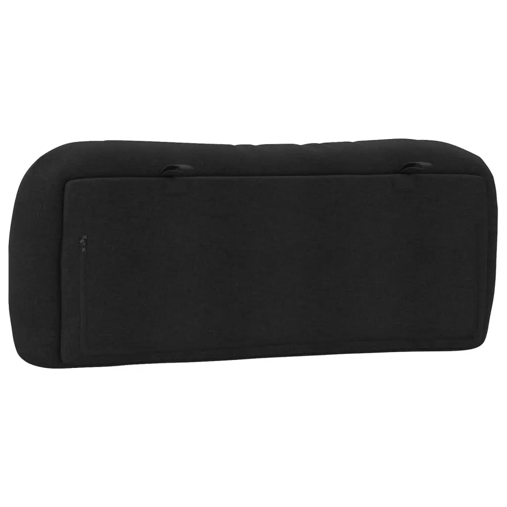 Headboard Cushion King Single Upholstered Bed Pillow Wavy Design Black Fabric
