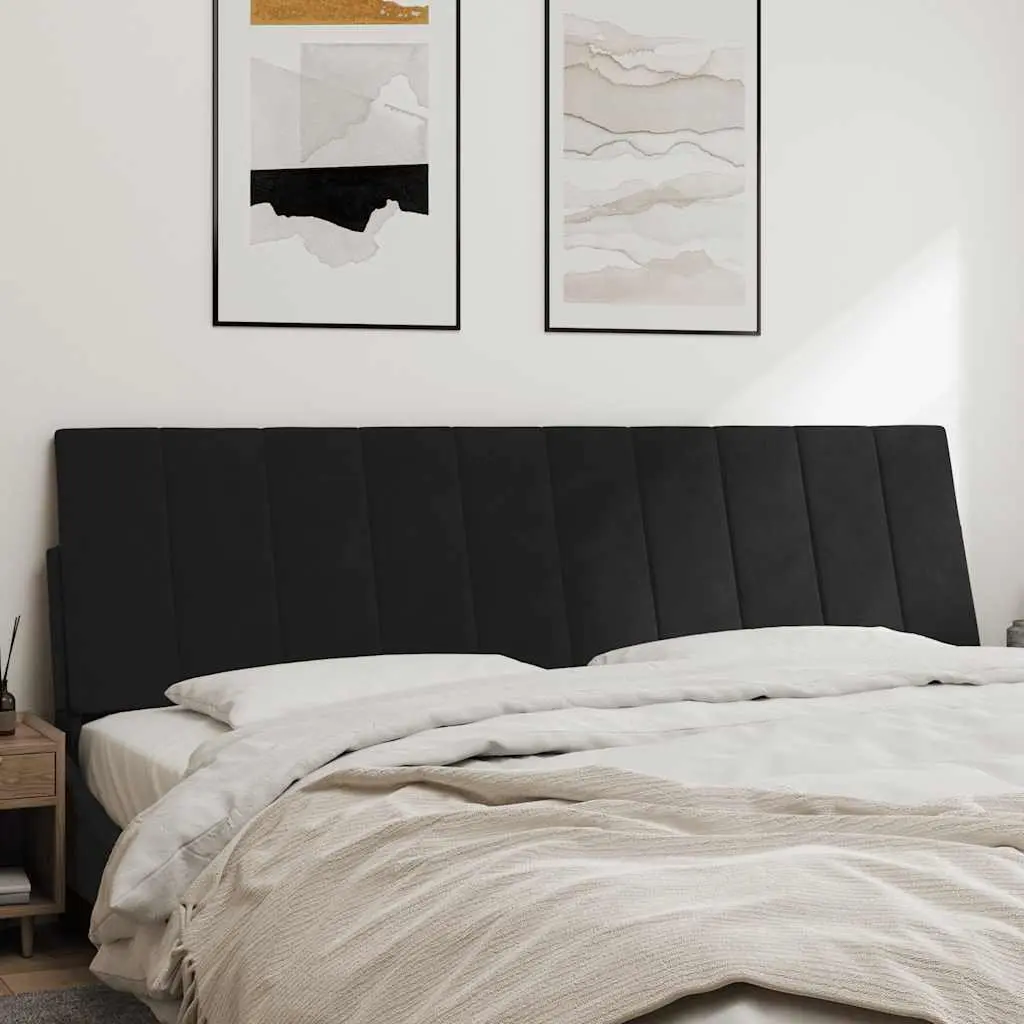 Headboard Cushion Black 180cm Velvet Wall Mounted Bed Pillow with Straps