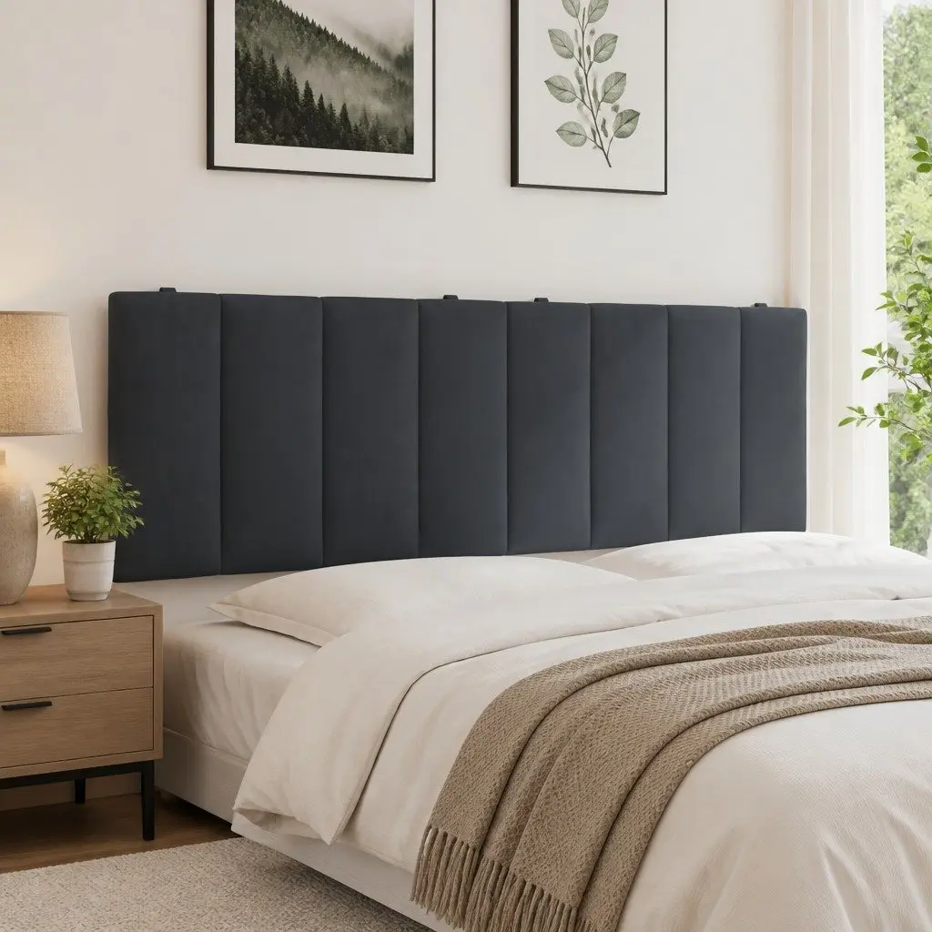 Velvet Headboard Cushion Queen Bed Wall Hanging Upholstered Pillow Support 152cm