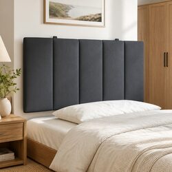 Affordable Grey Velvet Foam Headboard Cushion for King Single