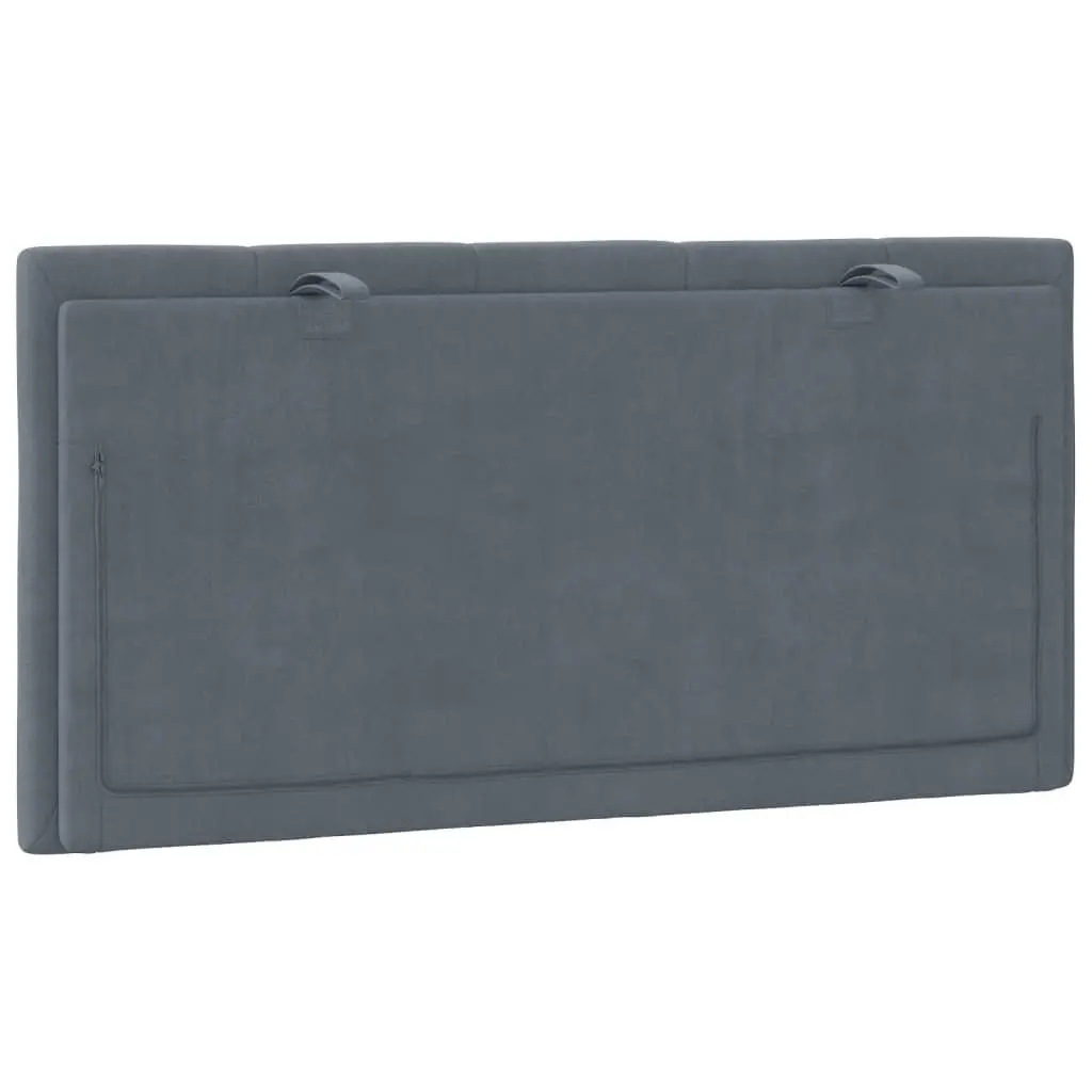 Headboard Cushion King Single 107cm Grey Velvet Foam Padded
