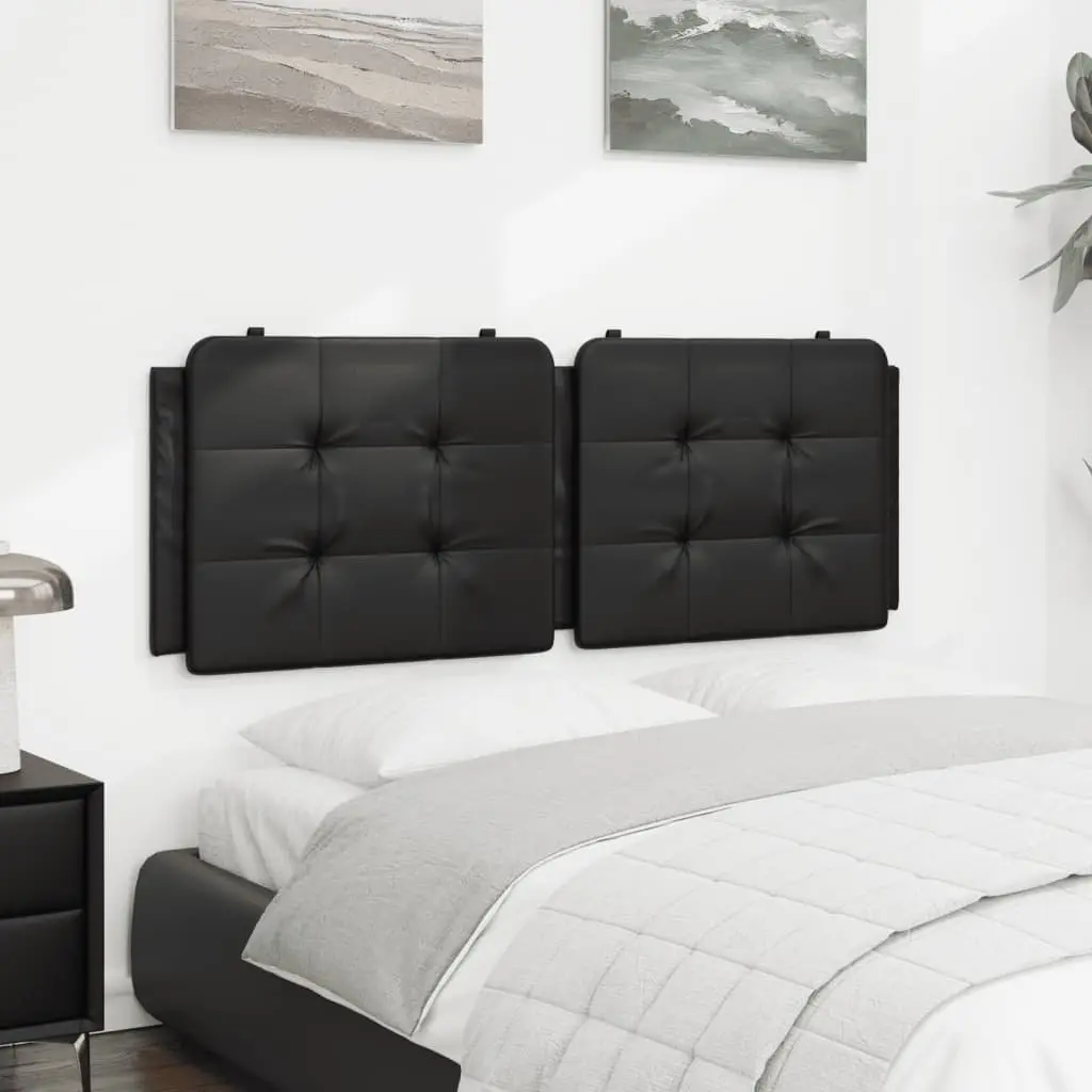 Headboard Cushion Black 137cm Foam Padded Wall Mounted Faux Leather