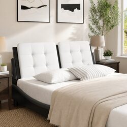 Headboard Cushion Wall-Mounted Bed Pillow 137cm Double White Black Faux Leather