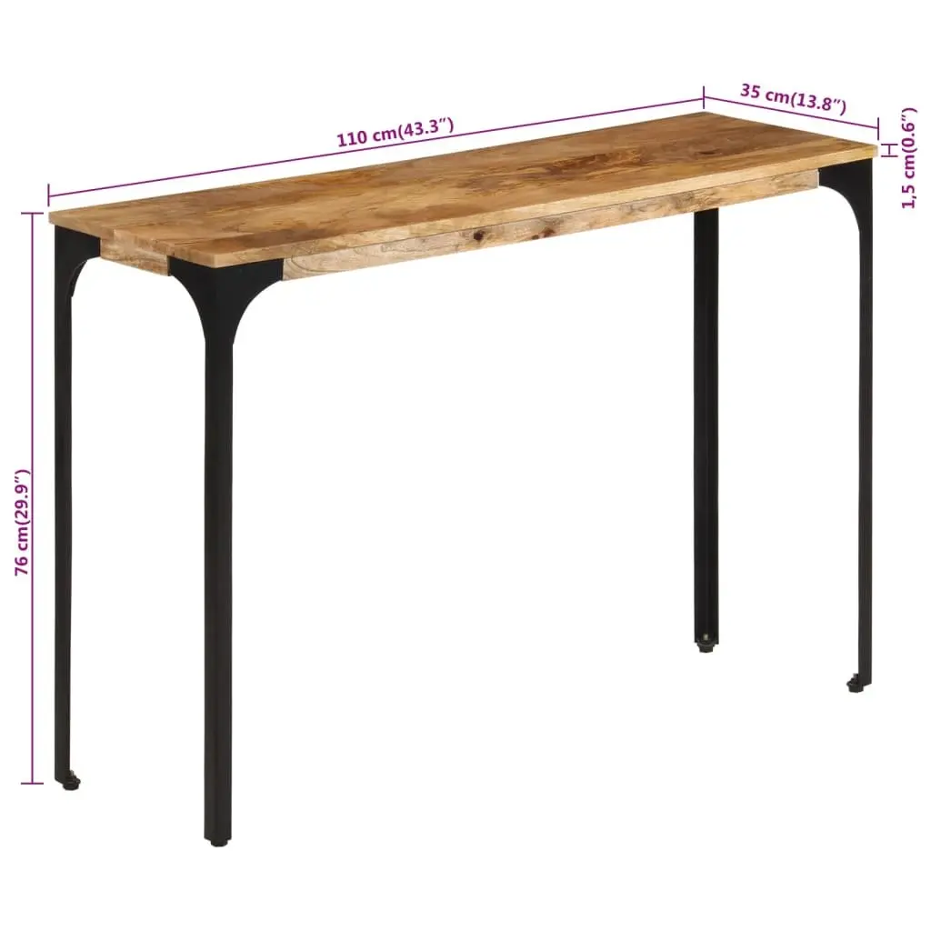 Console Table Brown Solid Wood Mango Iron Feet 110cm 35cm 76cm