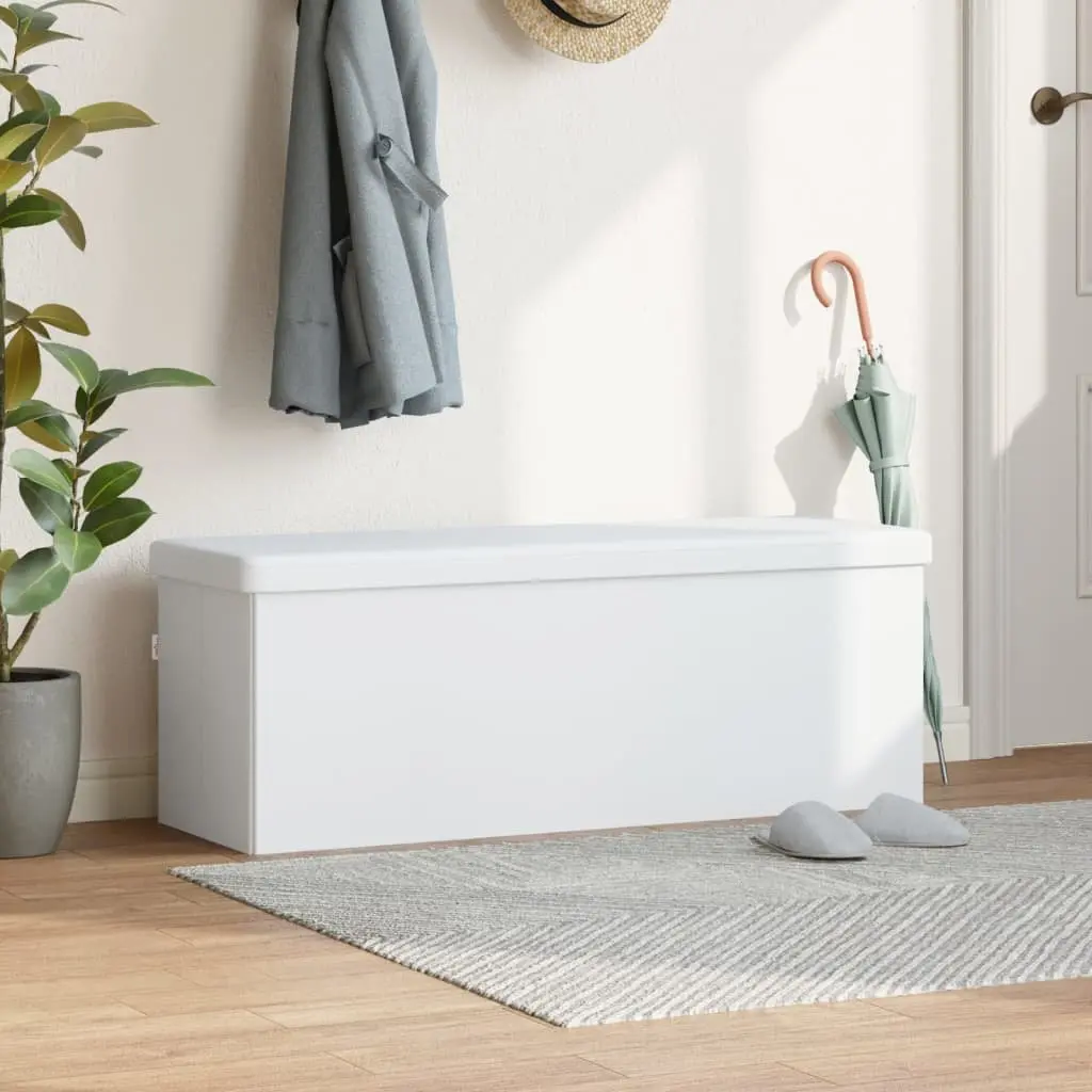 Storage Bench Foldable White Seat Ottoman Hallway Bedroom Living Room Entryway