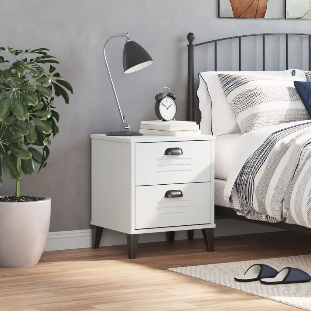 Bedside Cabinet White Engineered Wood Nightstand Bedroom Storage Table