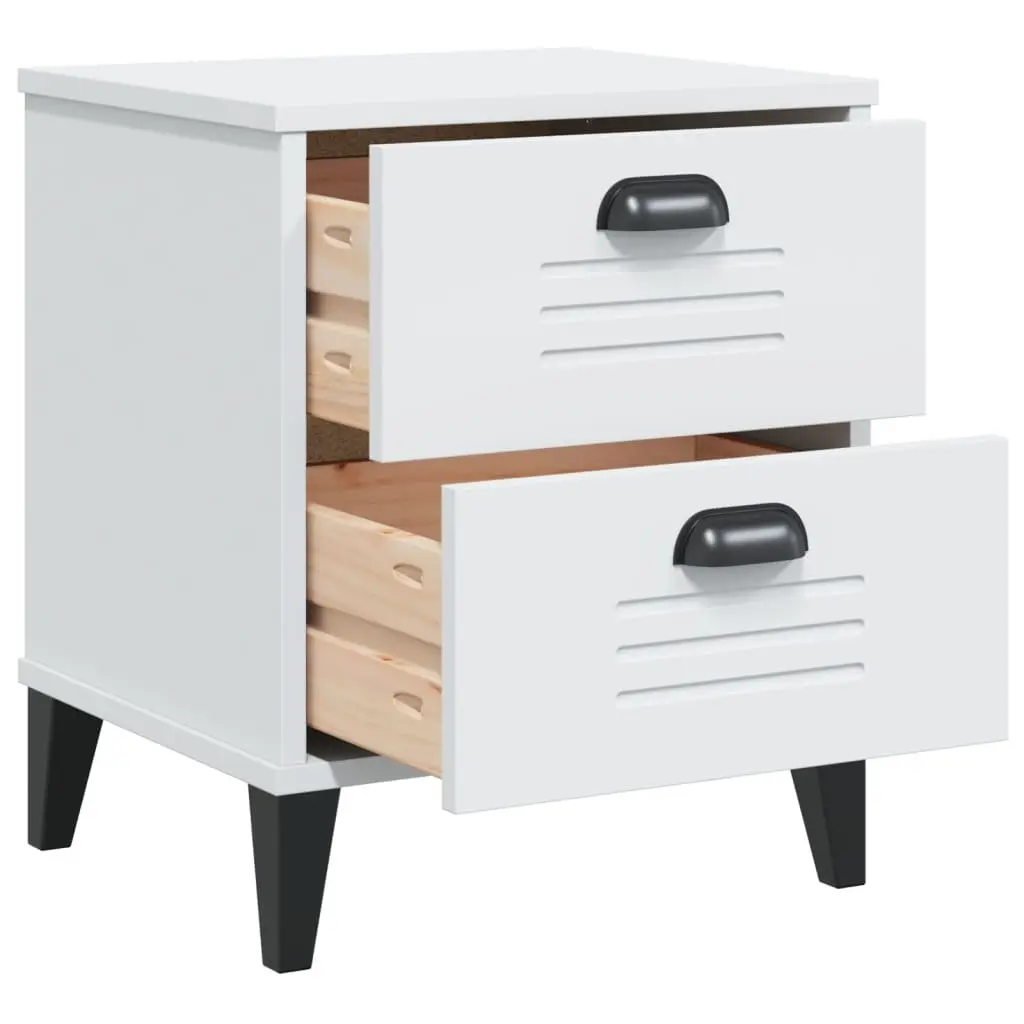 Bedside Cabinet White Engineered Wood Nightstand Bedroom Storage Table