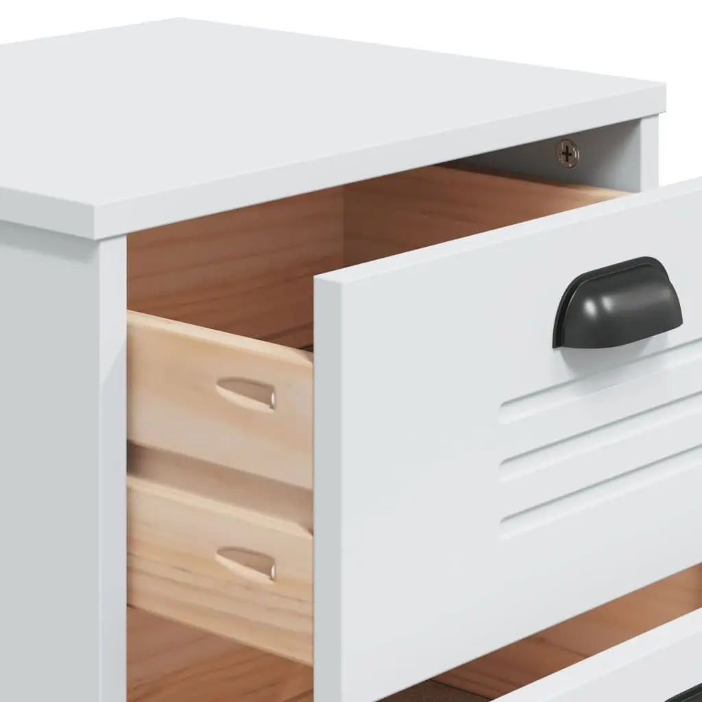 Bedside Cabinet White Engineered Wood Nightstand Bedroom Storage Table