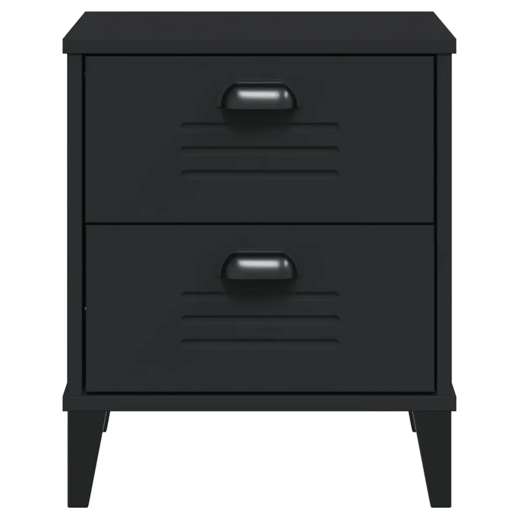 Black Engineered Wood Nightstand Storage Table for Bedroom or Living Room