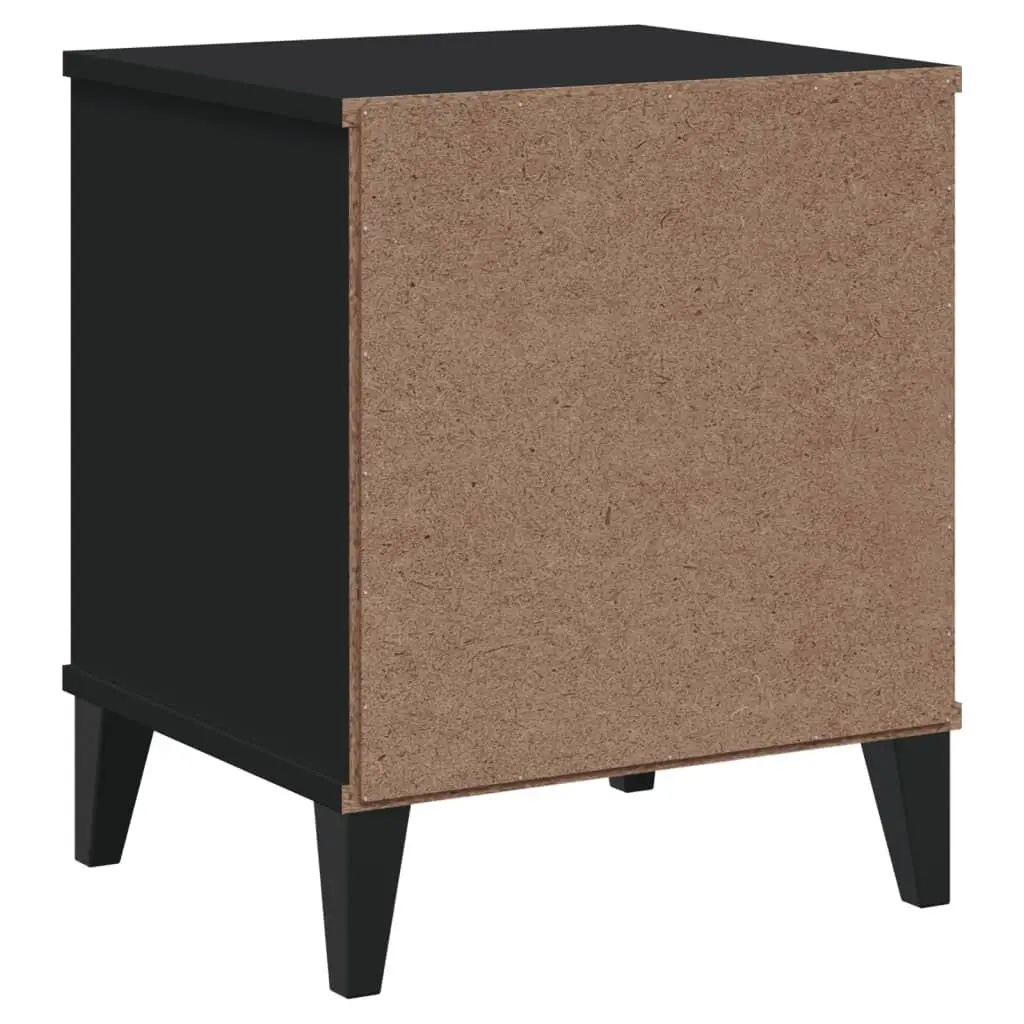 Black Engineered Wood Nightstand Storage Table for Bedroom or Living Room