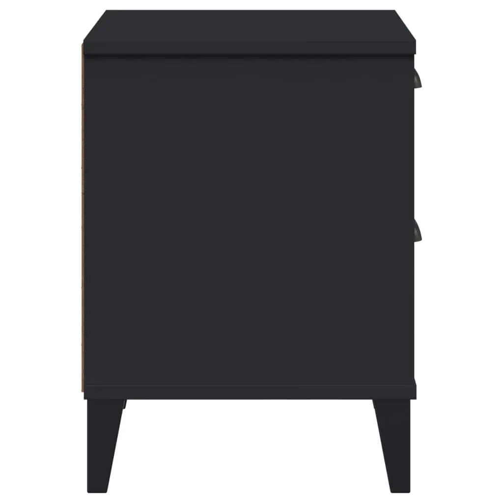 Black Engineered Wood Nightstand Storage Table for Bedroom or Living Room