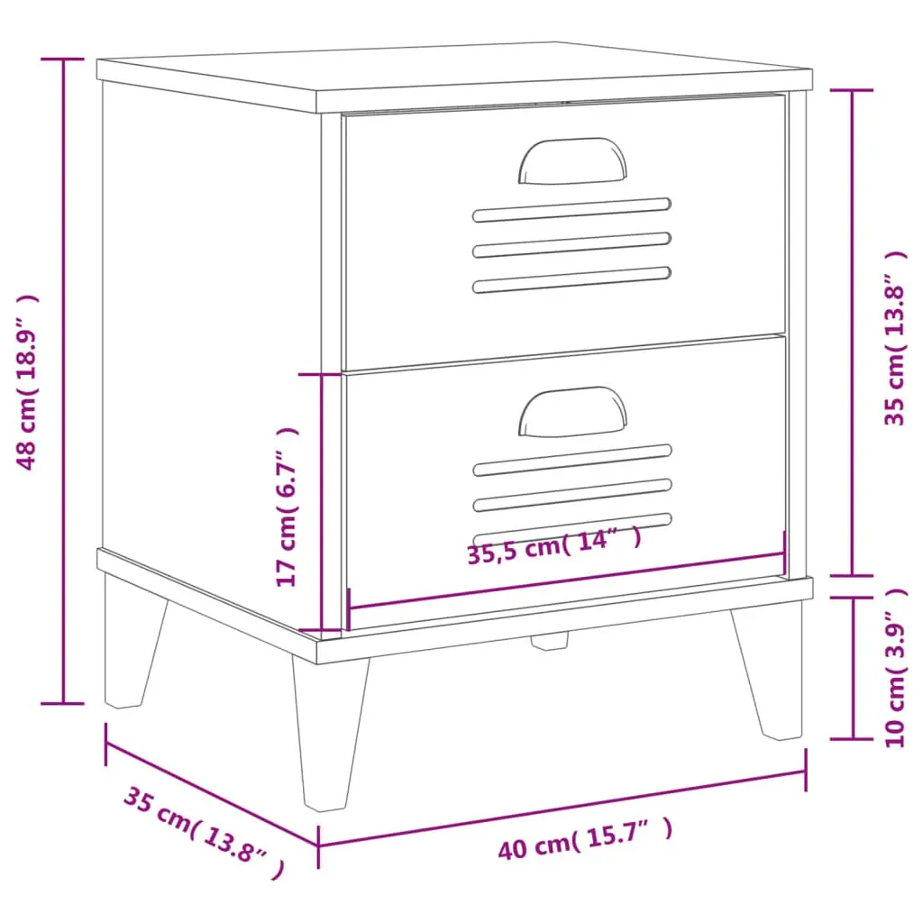 Black Engineered Wood Nightstand Storage Table for Bedroom or Living Room