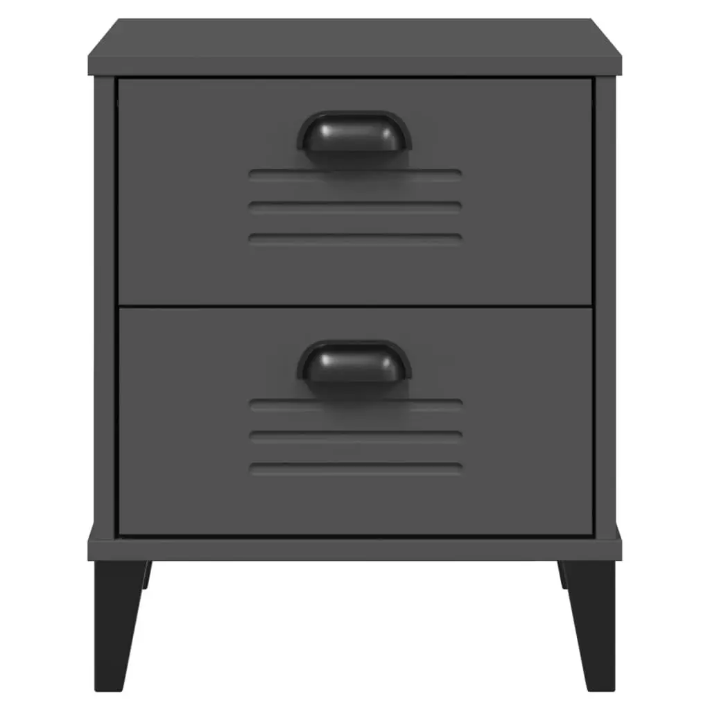 Bedside Cabinet Storage Anthracite Grey Engineered Wood Nightstand