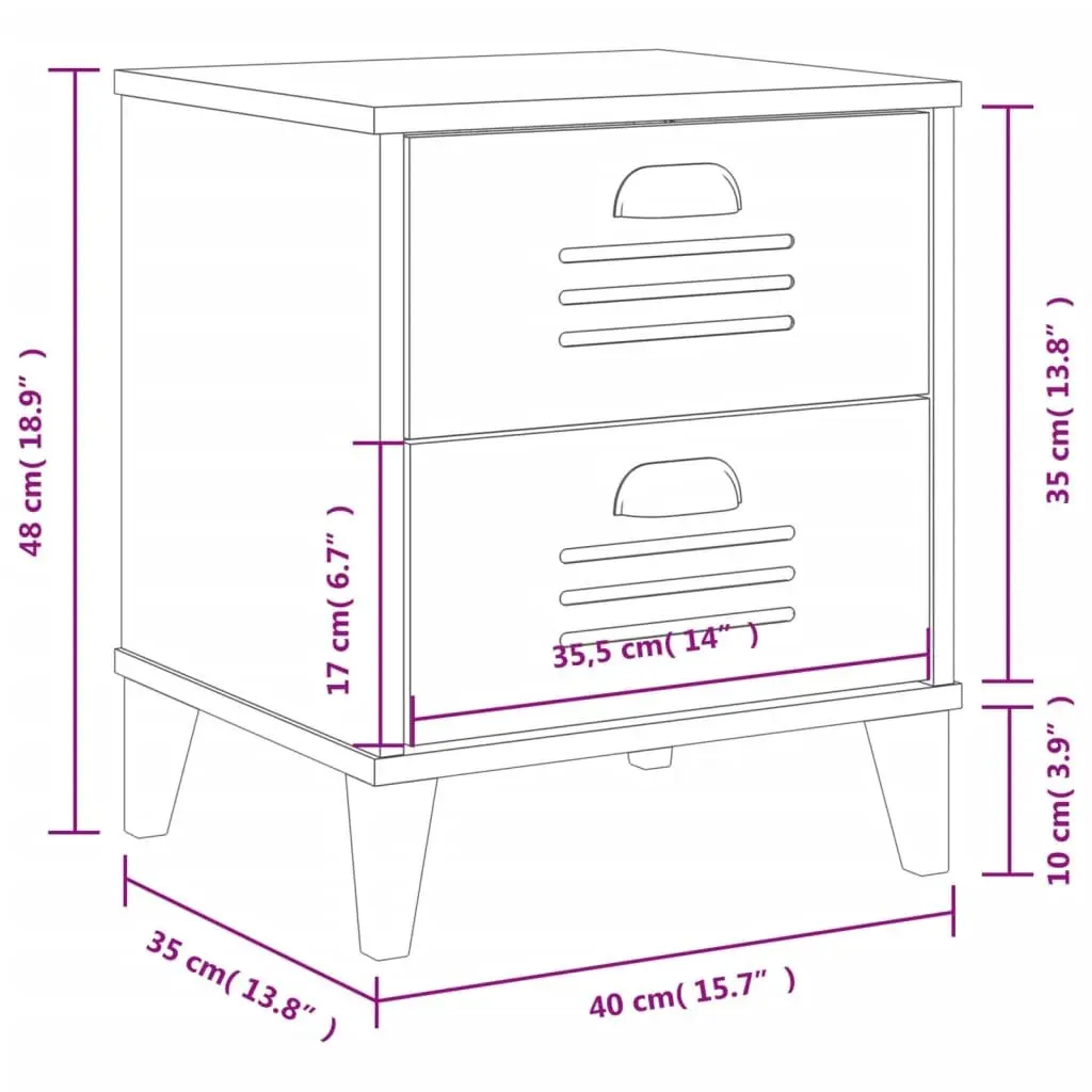 Bedside Cabinet Storage Anthracite Grey Engineered Wood Nightstand
