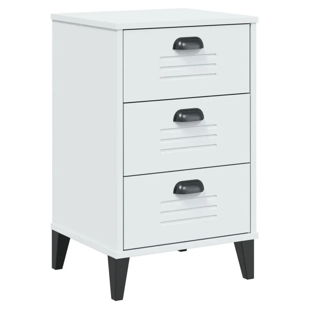 Bedside Cabinet Nightstand White Engineered Wood Bedroom Storage Table with