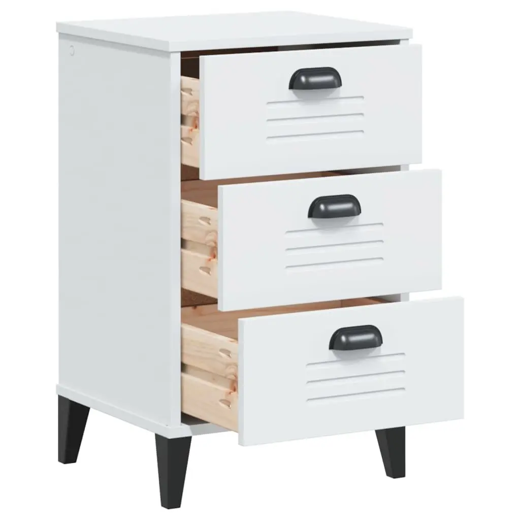 Bedside Cabinet Nightstand White Engineered Wood Bedroom Storage Table with