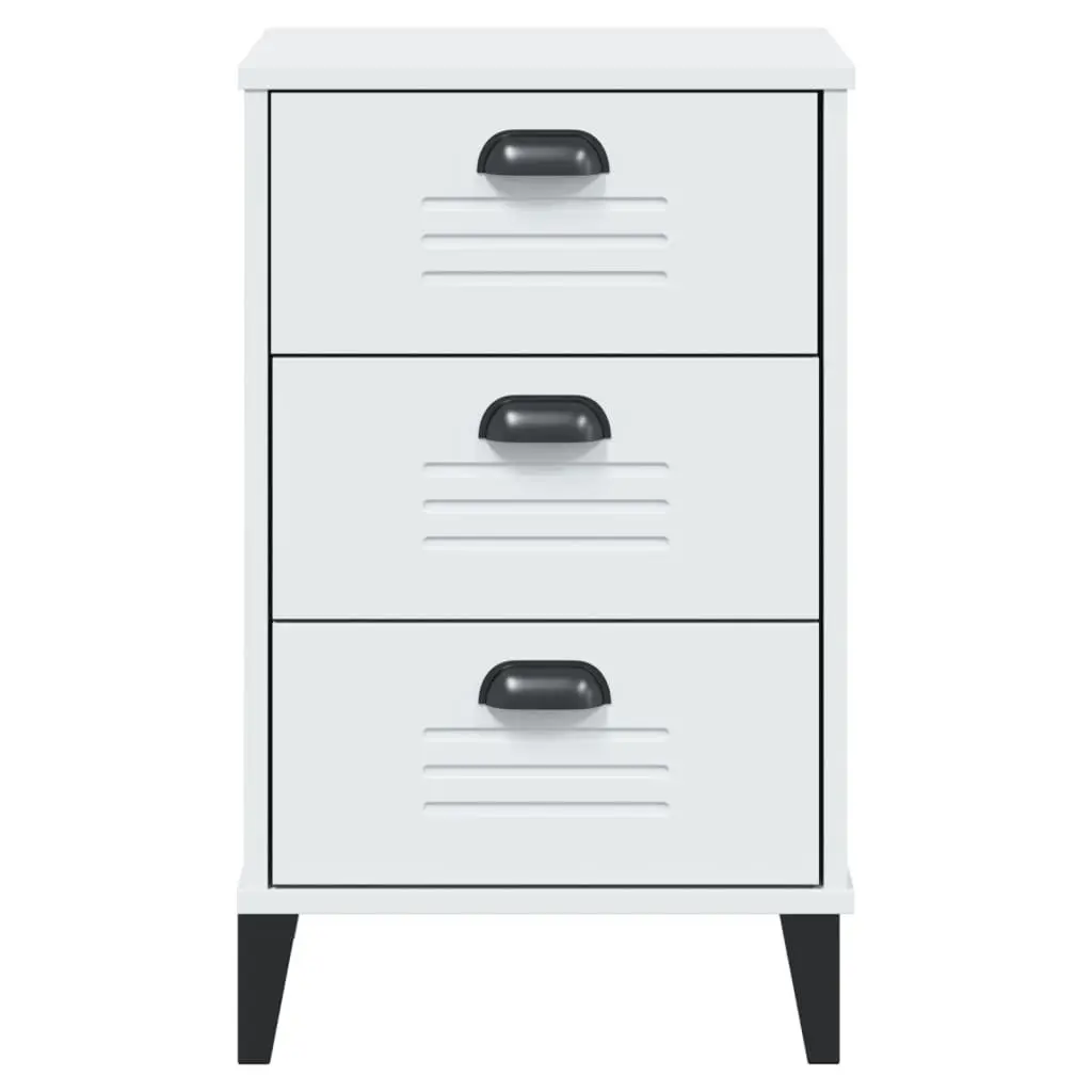 Bedside Cabinet Nightstand White Engineered Wood Bedroom Storage Table with