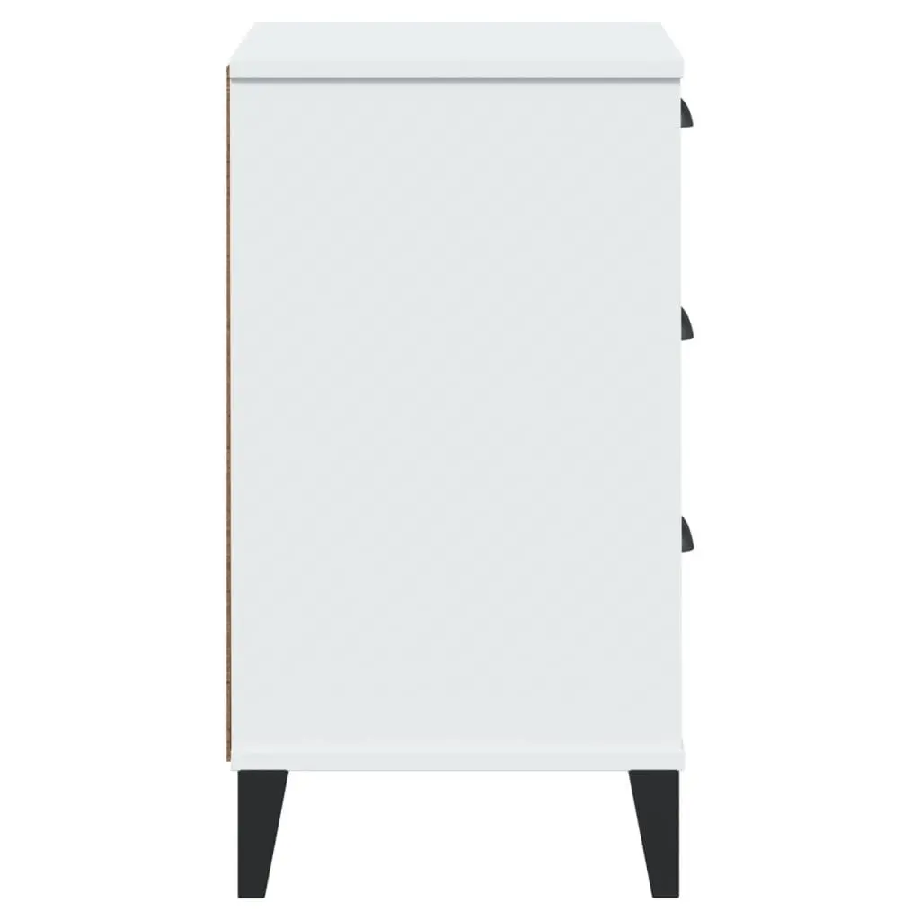 Bedside Cabinet Nightstand White Engineered Wood Bedroom Storage Table with