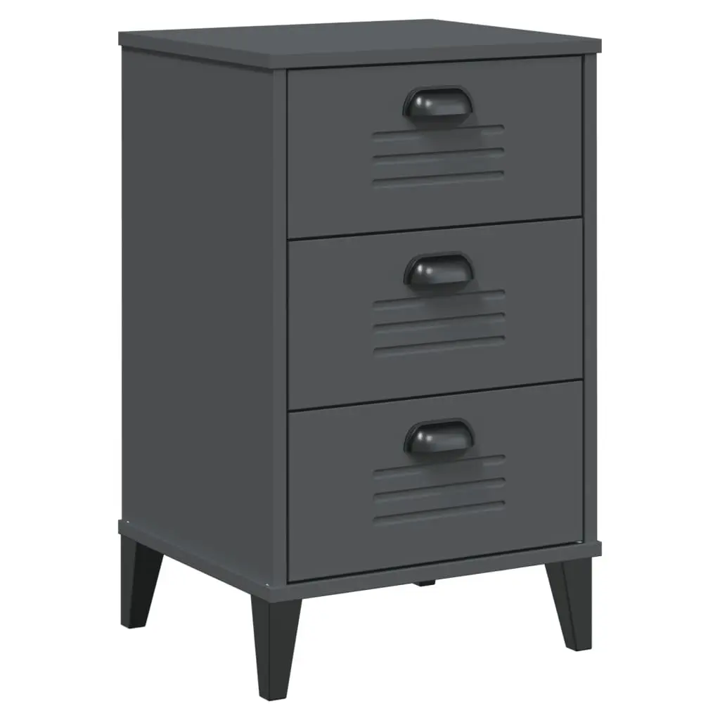 Bedside Cabinet Nightstand Storage Table Engineered Wood Anthracite Grey