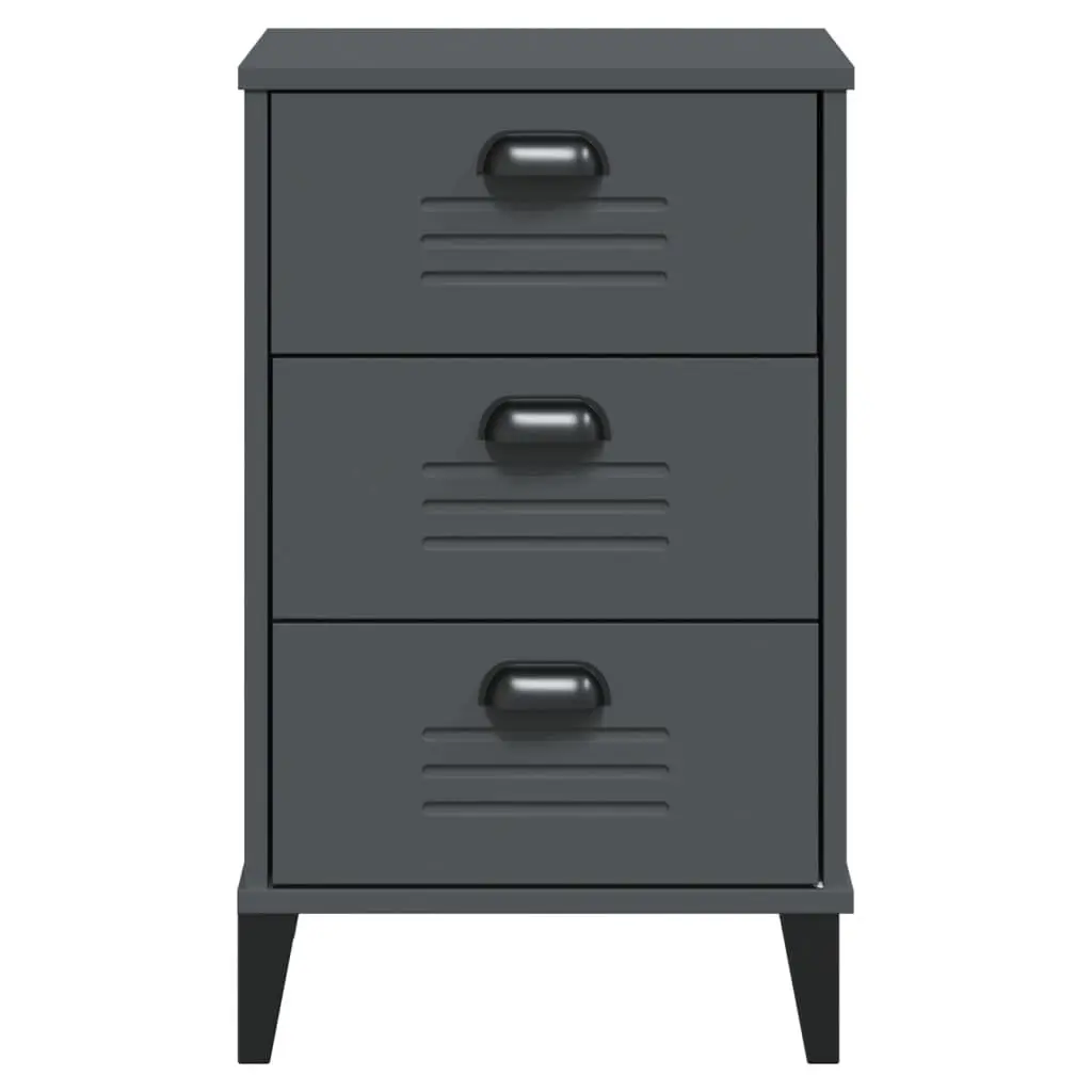 Bedside Cabinet Nightstand Storage Table Engineered Wood Anthracite Grey