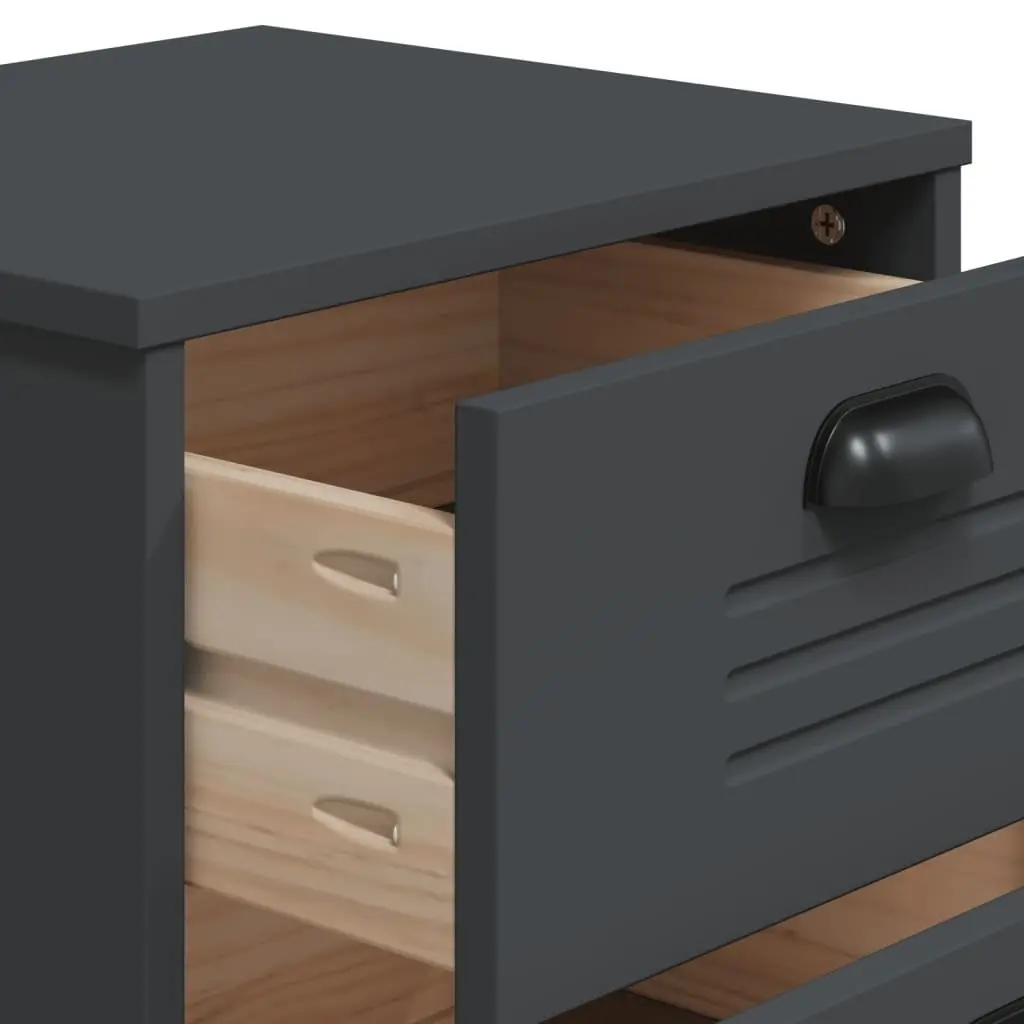 Bedside Cabinet Nightstand Storage Table Engineered Wood Anthracite Grey