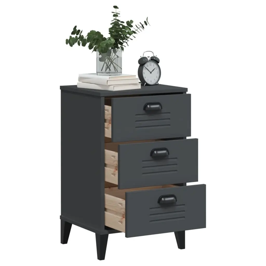 Bedside Cabinet Nightstand Storage Table Engineered Wood Anthracite Grey