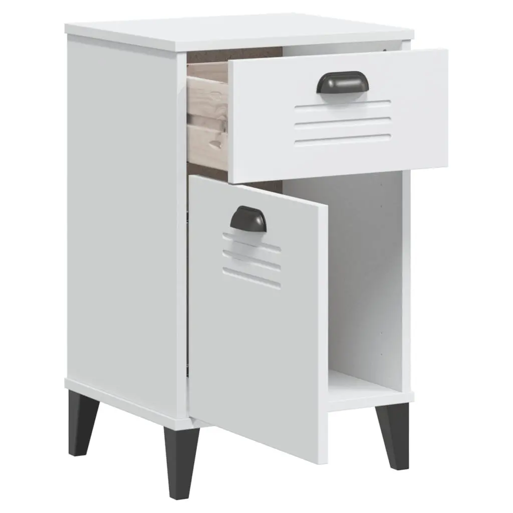 Bedside Cabinet Storage Table Bedroom Furniture White Engineered Wood