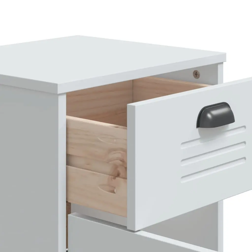 Bedside Cabinet Storage Table Bedroom Furniture White Engineered Wood